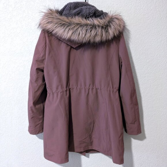Calvin Klein Faux Fur Trim Sherpa-Lined Parka Coat XL Mauve - Picture 3 of 3